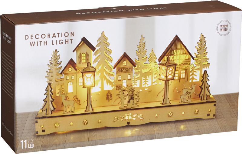 Holzhaus mit LED 30cm