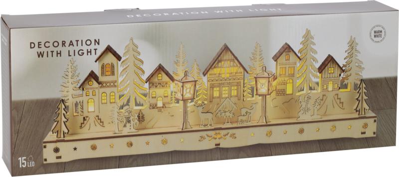 Holzhaus mit LED 45cm