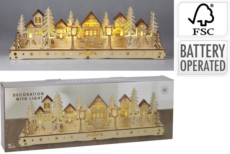 Holzhaus mit LED 45cm