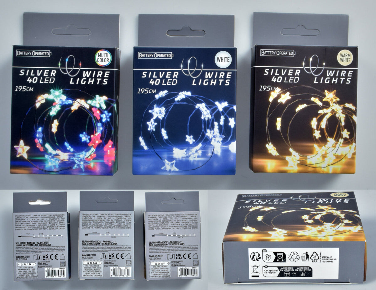 zilverdraad met ster 40led 3ass