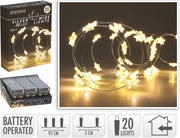 zilverdraad met ster 20led warm wit