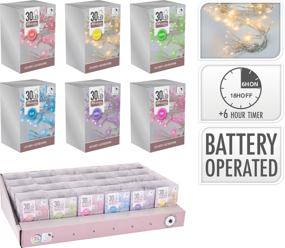 ledlampjes 30sts bo fancy kleuren 6ass binnen