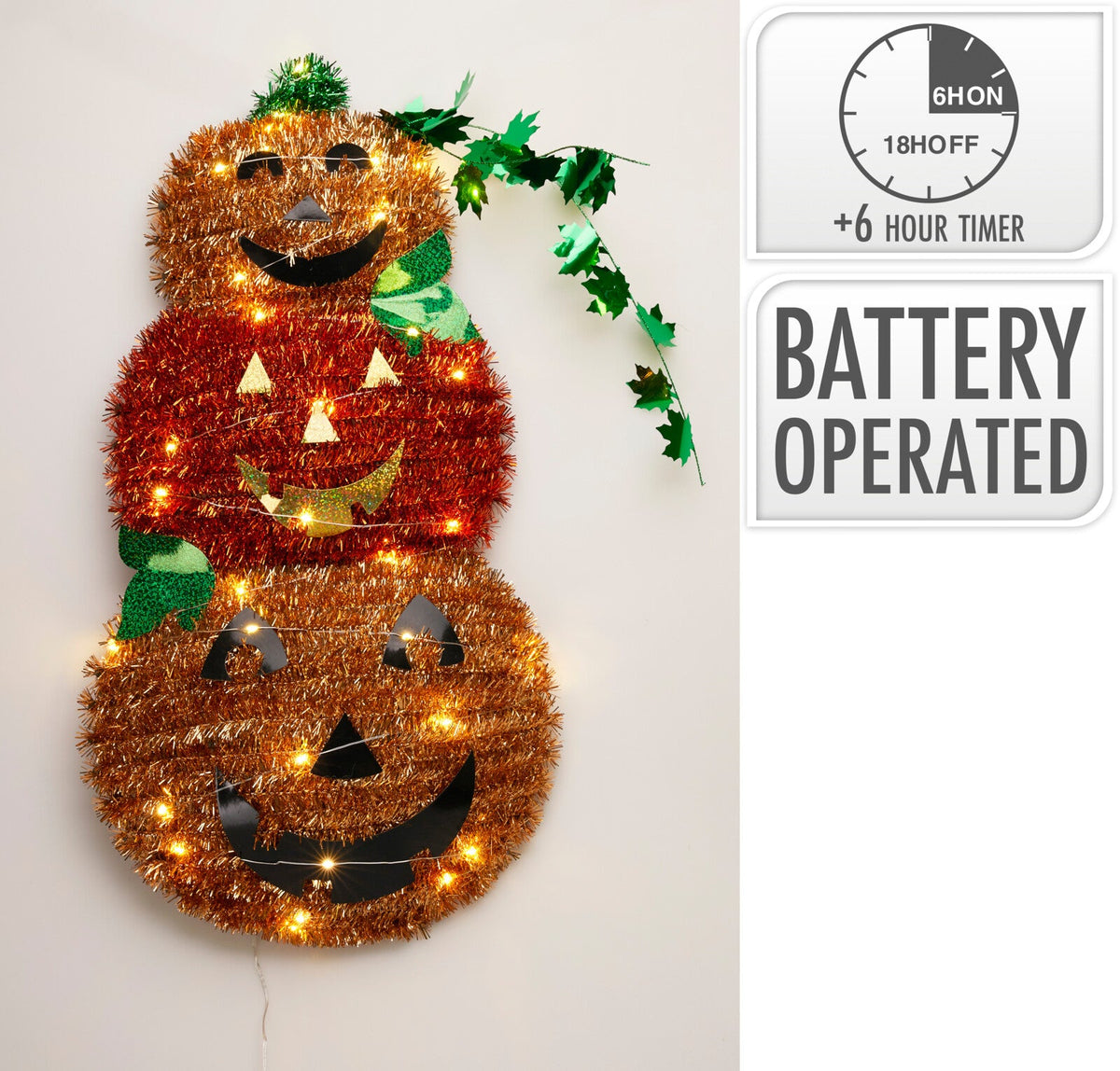 tinsel halloween pompoen 30led