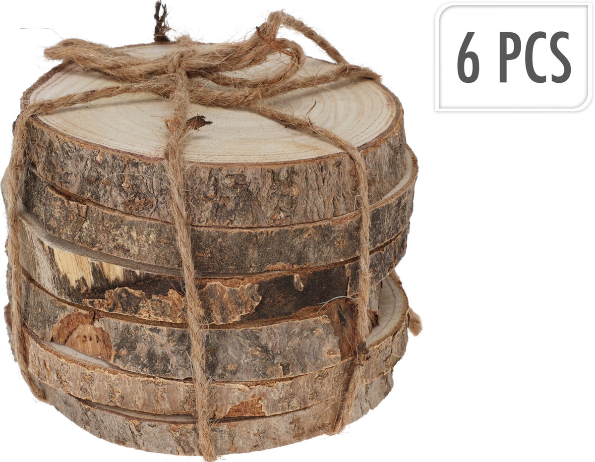 onderzetters hout 11cm 6sts