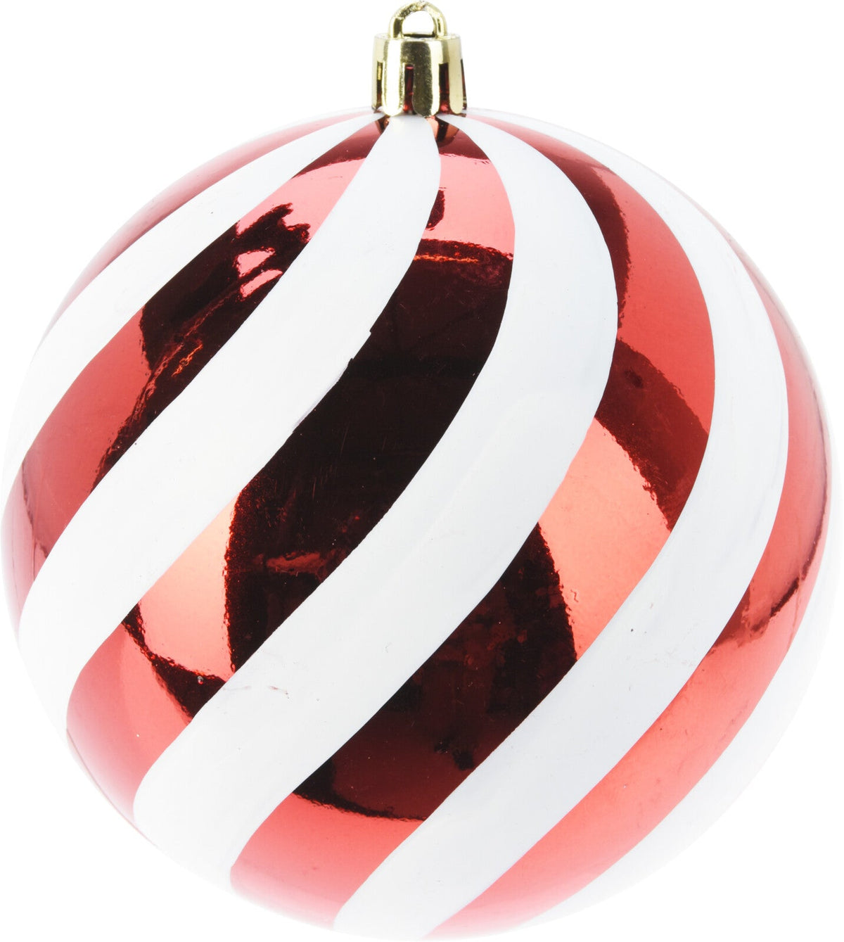 kerstbal streep 18cm rood