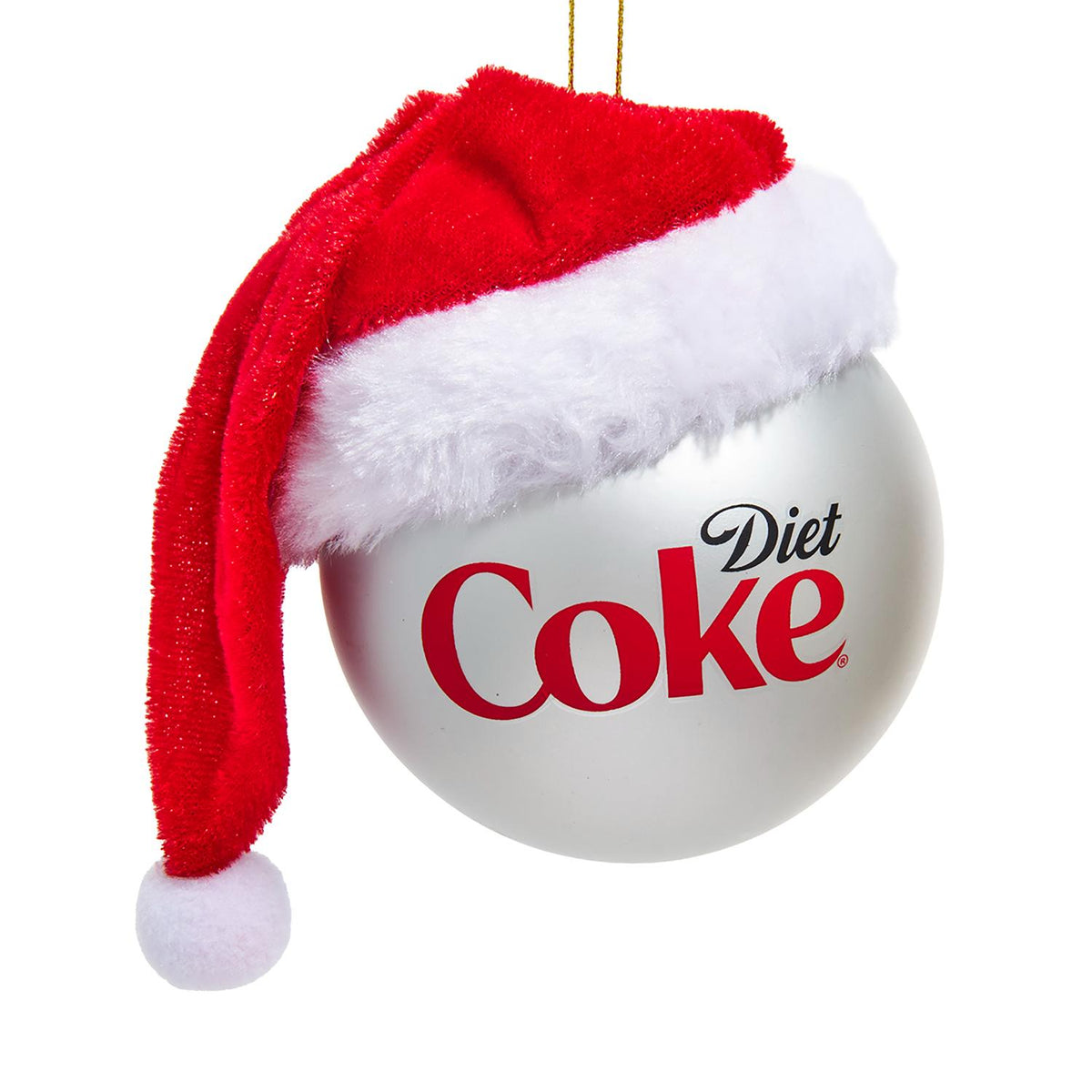 80mm diet coke ball w/santa hat orn.