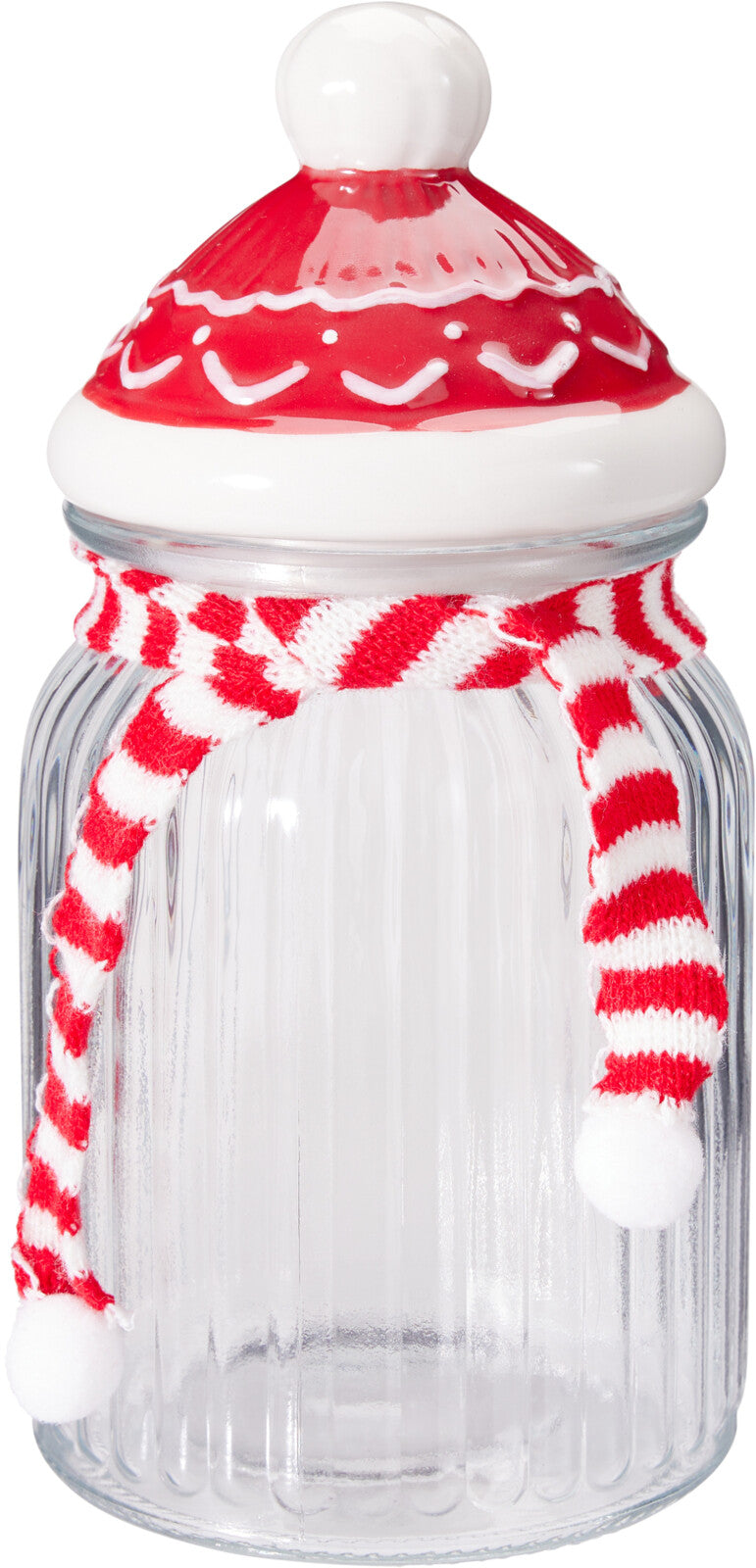 voorraadpot glas 950ml kerstmuts design deksel met sjaal
