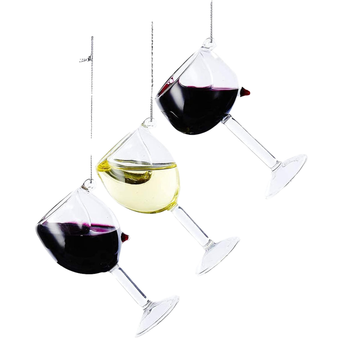 4"glass wine glass orn 3/asstd.