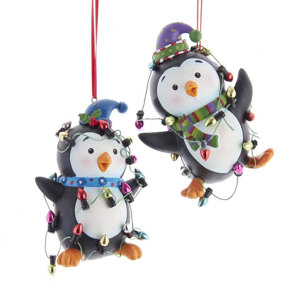 3.6"resin penguins w/lights orn 2/a