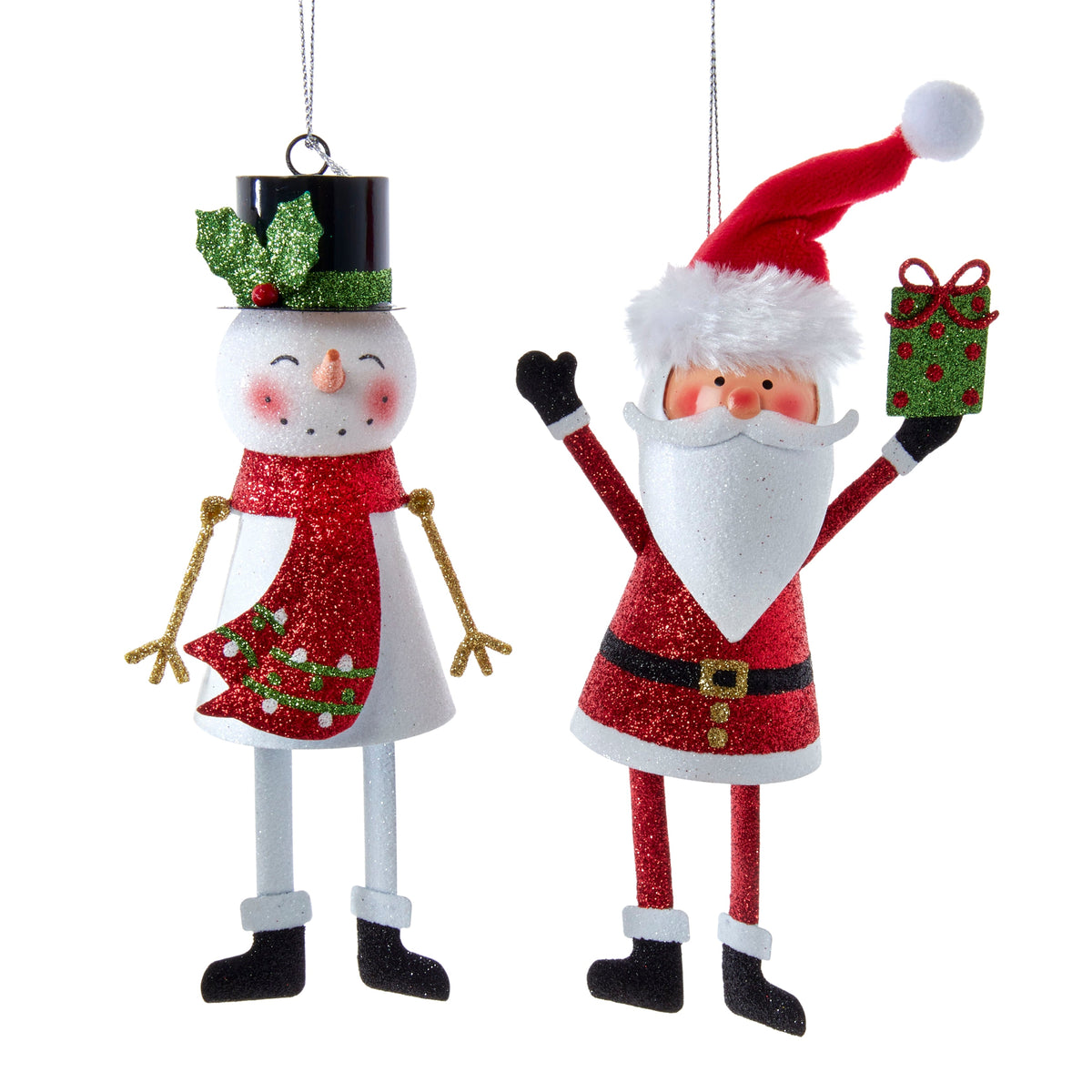 6.7"metal santa & snowman orns 2/as