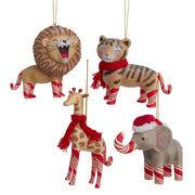 5.3"resin candy cane lane zoo animal orn 4/asstd: giraffe, l
