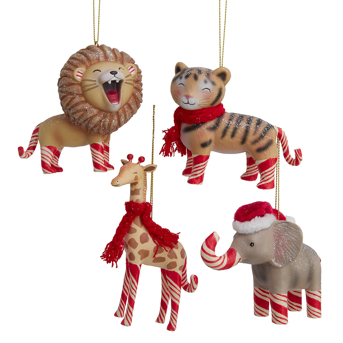 5.3"resin candy cane lane zoo animal orn 4/asstd: giraffe, l