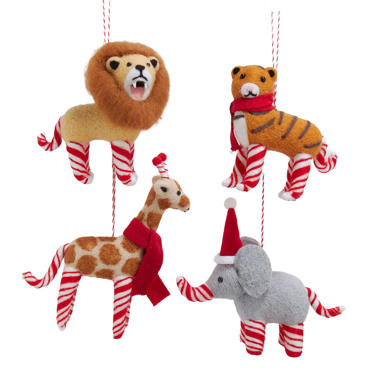 1.25-6.75"wool zoo animal orn 4/asstd.