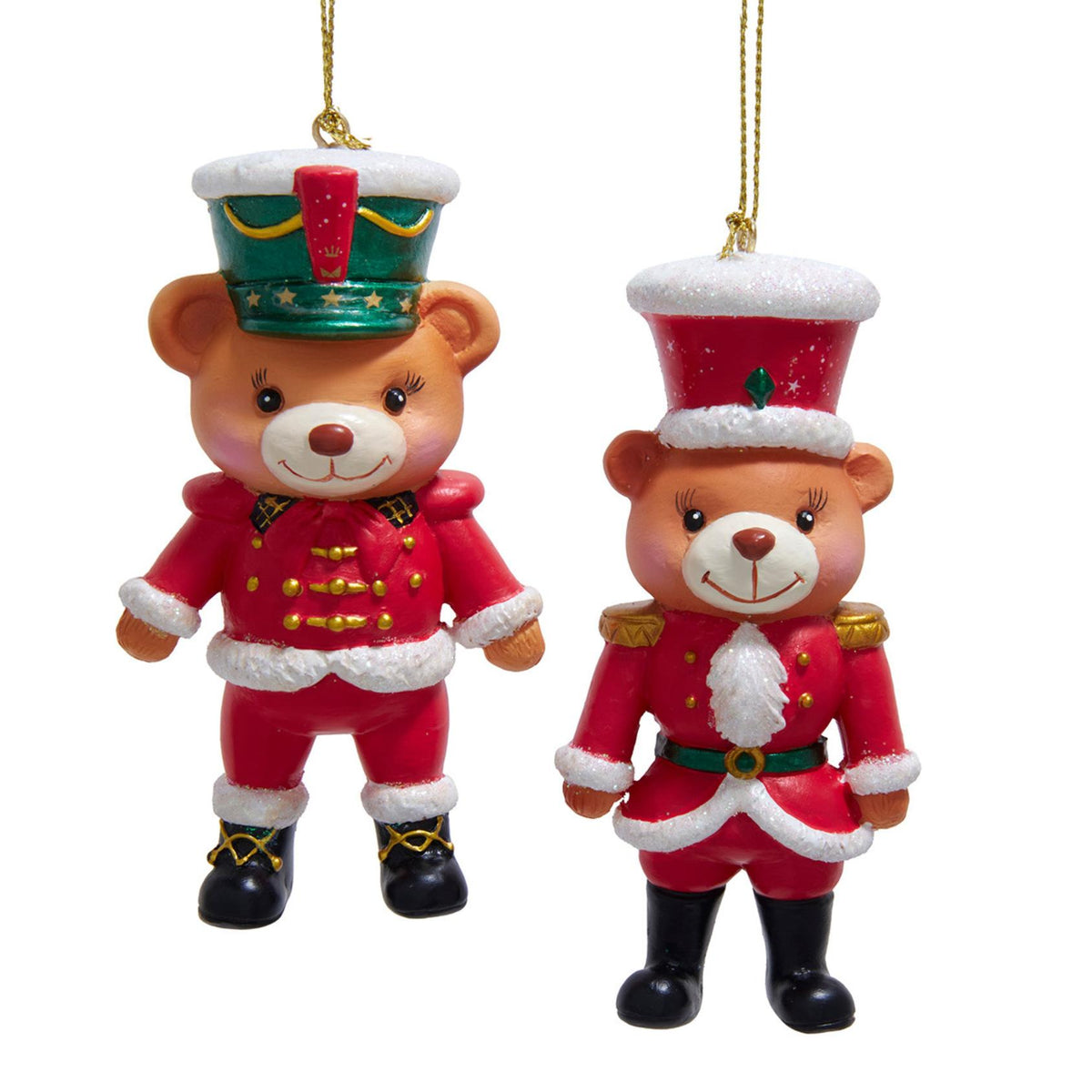 4.33"resin soldier teddy bears orn 2/asstd