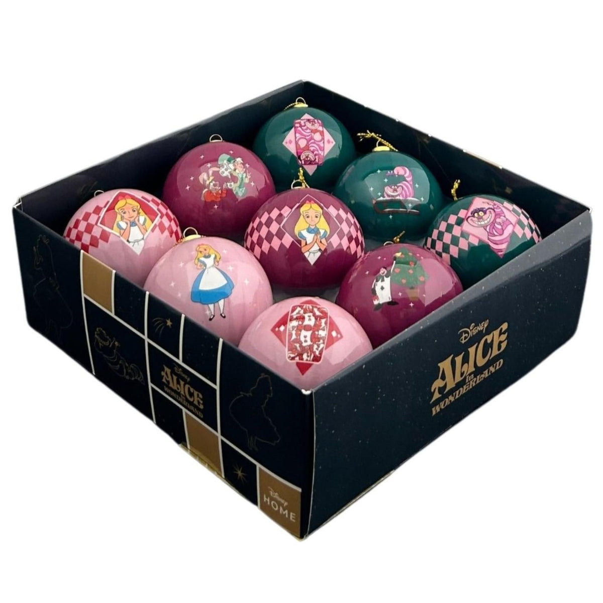 bauble box 9 pcs alice in wonderland