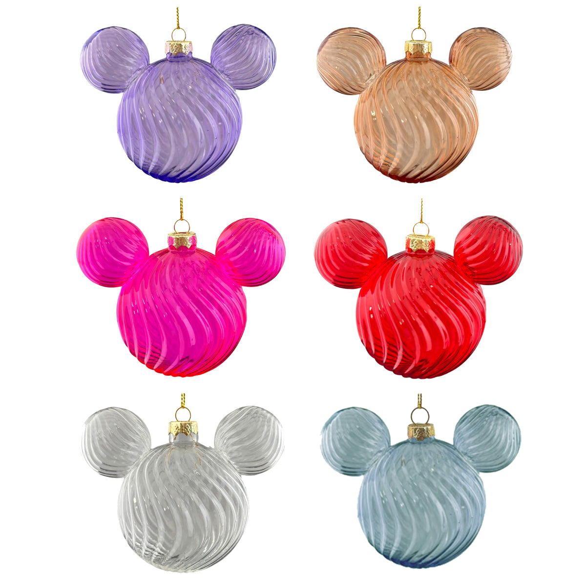 ear baubles glass 6 assorted
