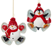 4.1"resin red winter penguin & snow