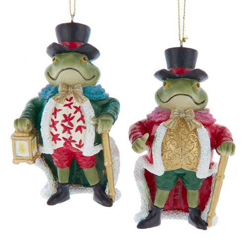 4.25"resin traditional christmas frog orn 2/asstd.