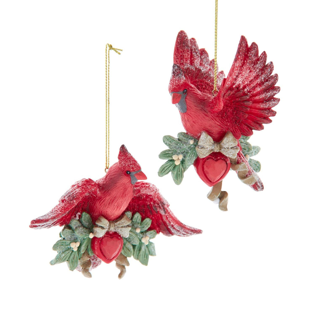 4.25"cardinal on branch w/heart 2/a