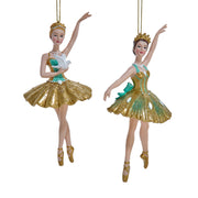 6"resin gold/aqua ballerina orn 2/a