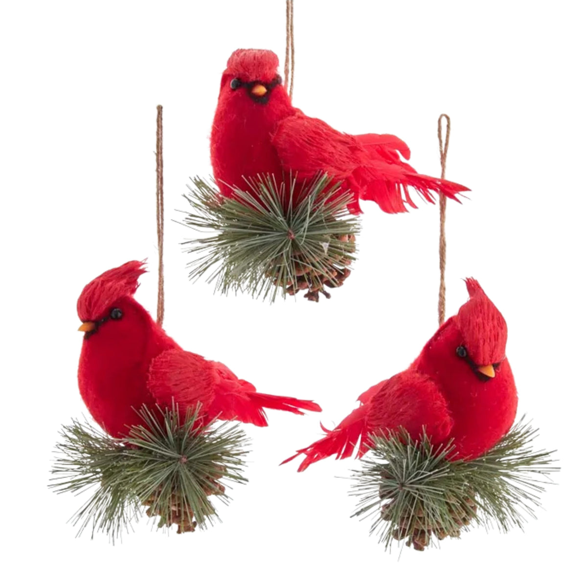 5-5.5"cardinal on pinecone & branch