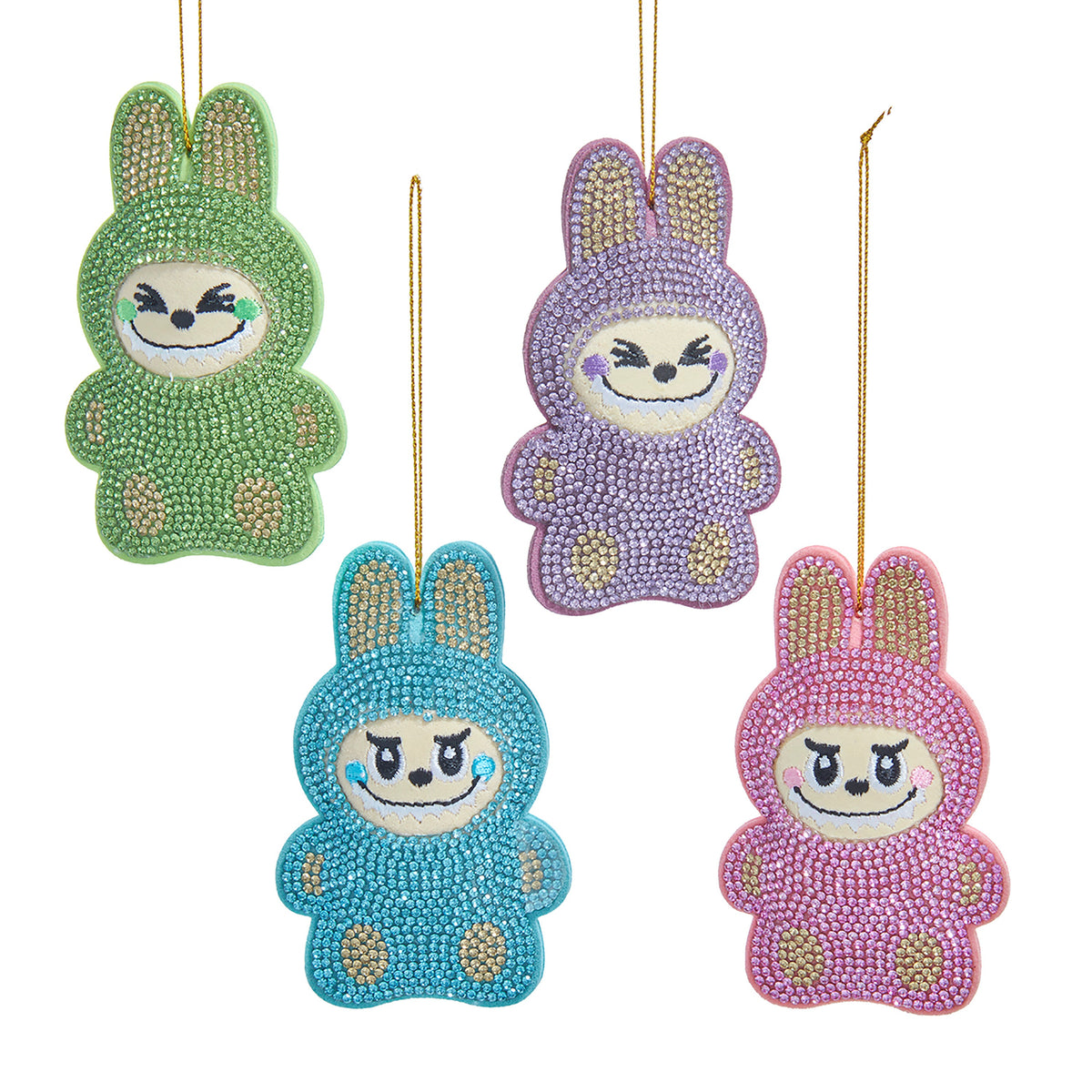 3.5"bedazzled monster orn 4/asstd colors: pink, purple, blue