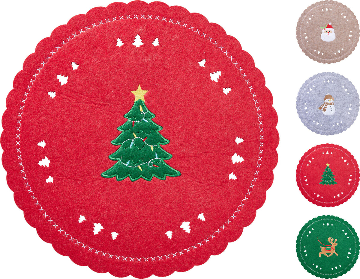 placemat vilt kerstfiguur 35cm 4ass design