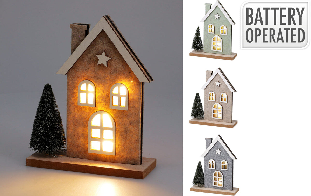 huis vilt led 18cm 3ass kleur