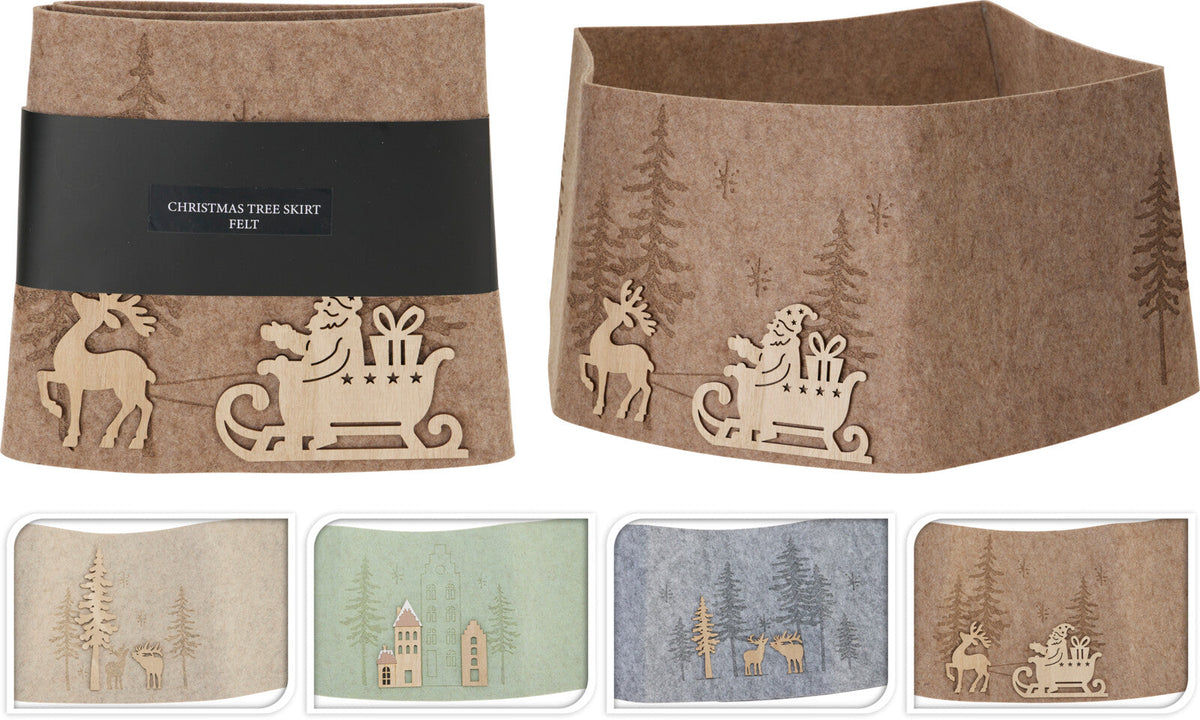 kerstboomrok vilt dia 45cm 4ass kleur