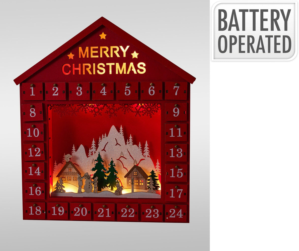 adventskalender huis met led 32x2x36cm