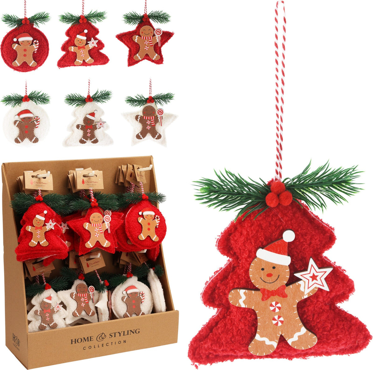 hangdeco cookie 11cm 6ass rood en wit