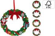 krans groen met kerstdeco 24cm 4ass