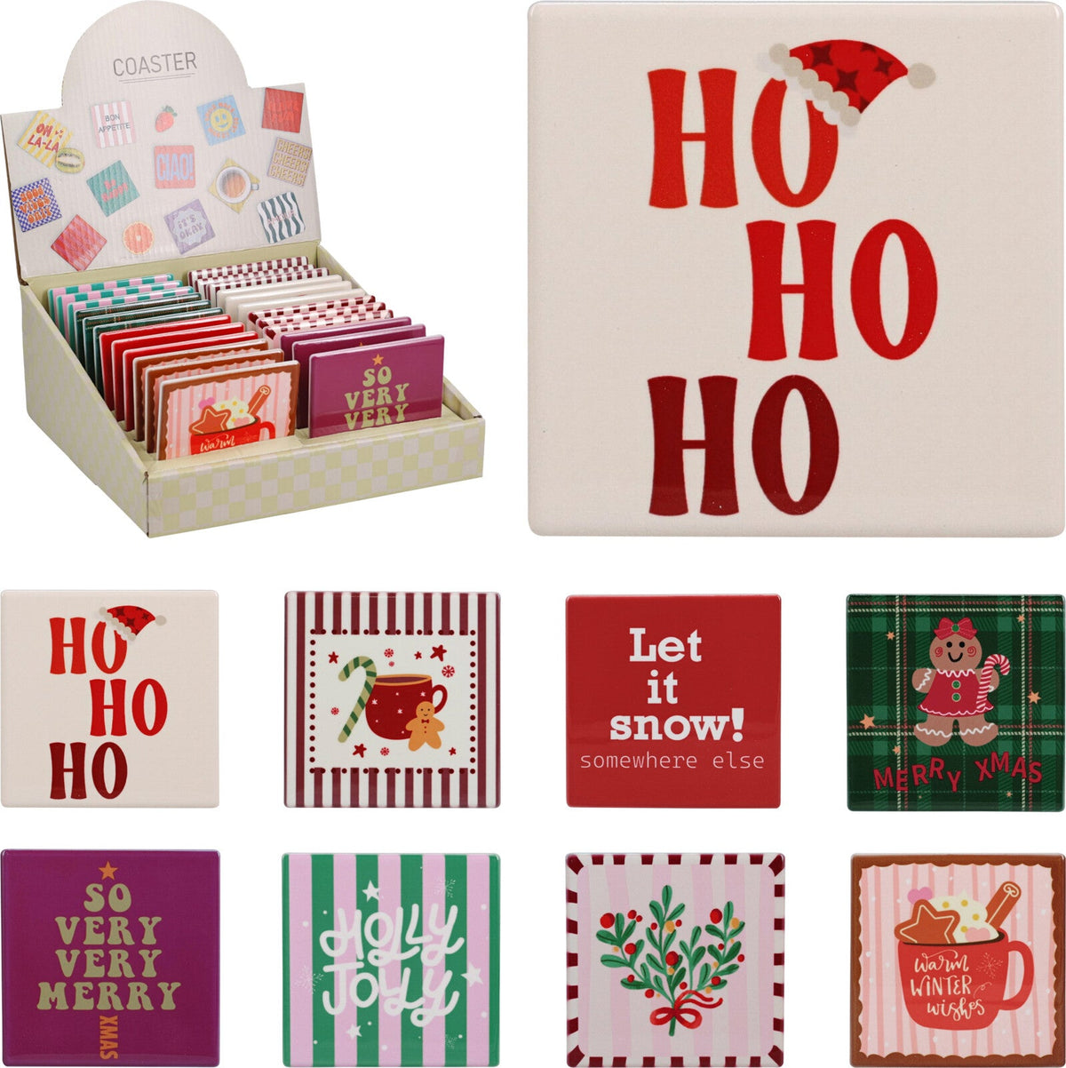 onderzetter kerst 9x9cm 8ass design