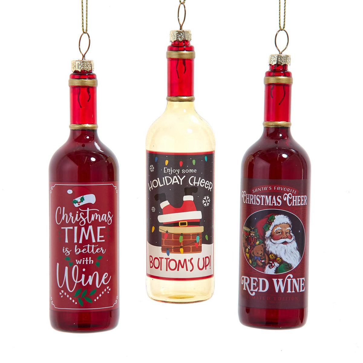 5.25"glass wine bottle orn 3/a