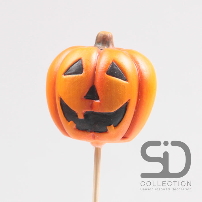 pompoen klein op stok halloween 5x5x6 cm