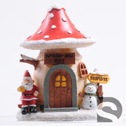farmwood x-mas village paddenstoel huisje met led 13x12x16.5 cm