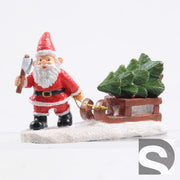 farmwood x-mas village kabouter met kerstboom op slee 10x4x7 cm
