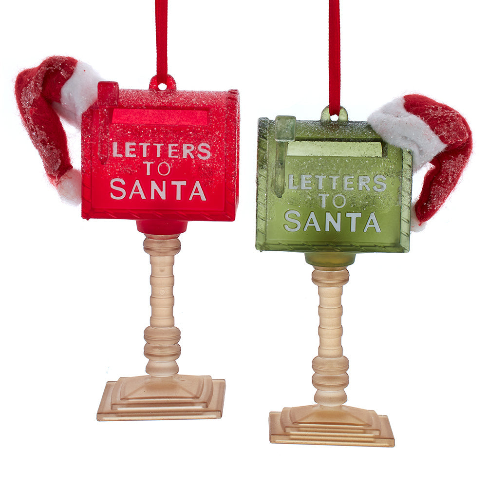 4.6"r/gr mailboxes w/santa hat 2/a