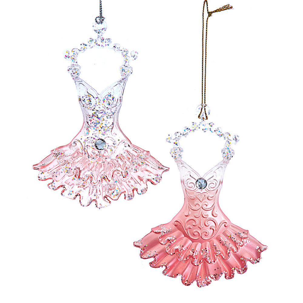 5"pink/clear ballet dress orn 2/a