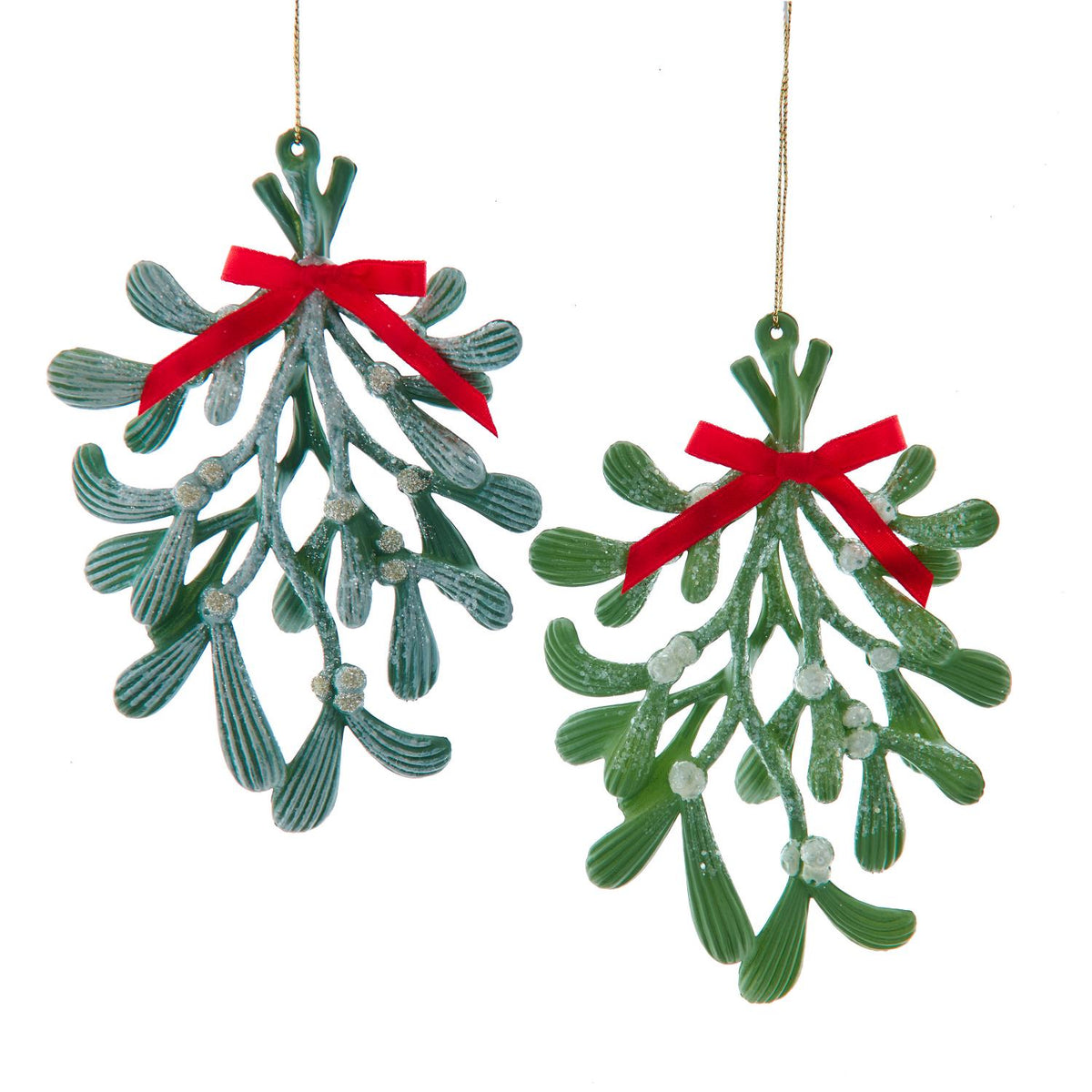 5.6"plastic mistletoe leaves orn 2/a