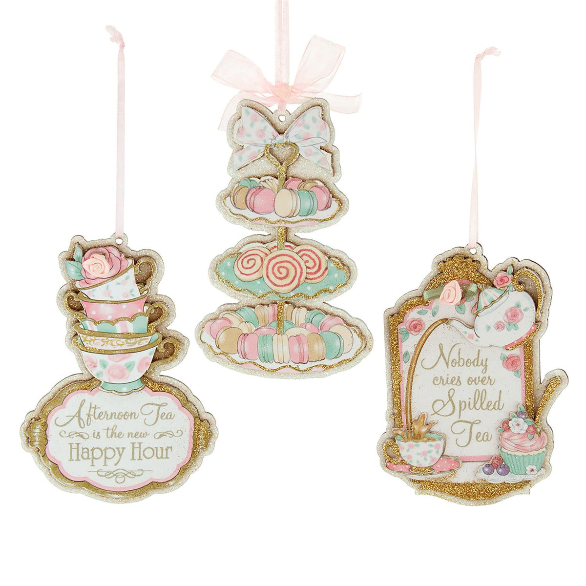 6"wooden tea party orn 3/asstd.