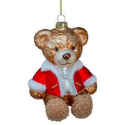 5.5"glass bear wearing coat orn.