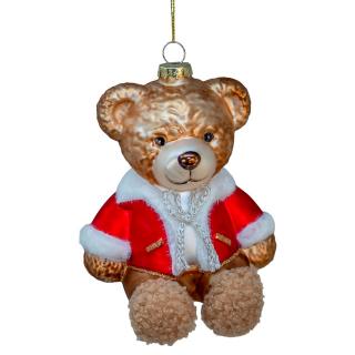 5.5"glass bear wearing coat orn.