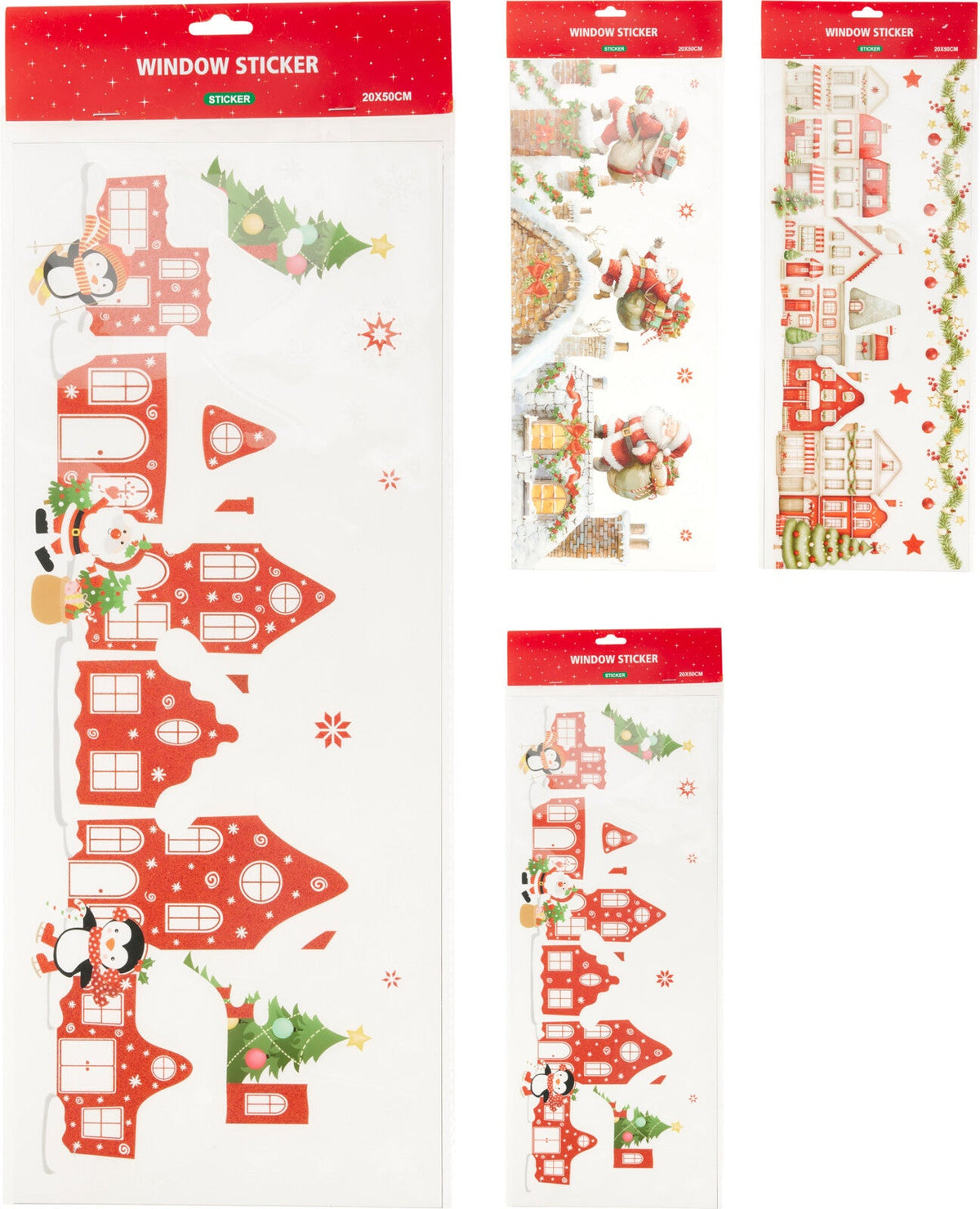 raamsticker kerst 20x50cm rood