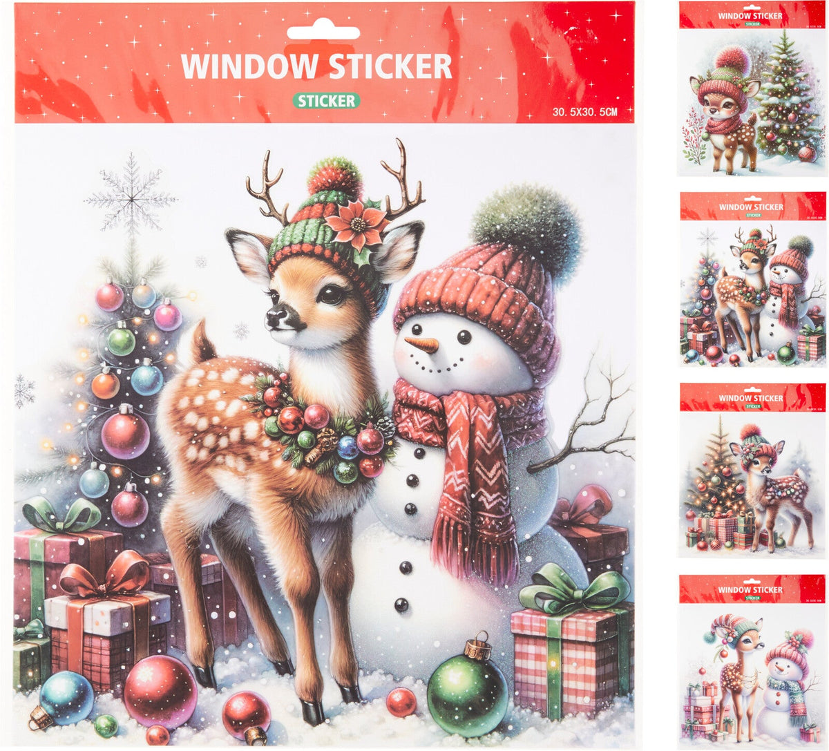 raamsticker kerst 30x30cm 4ass