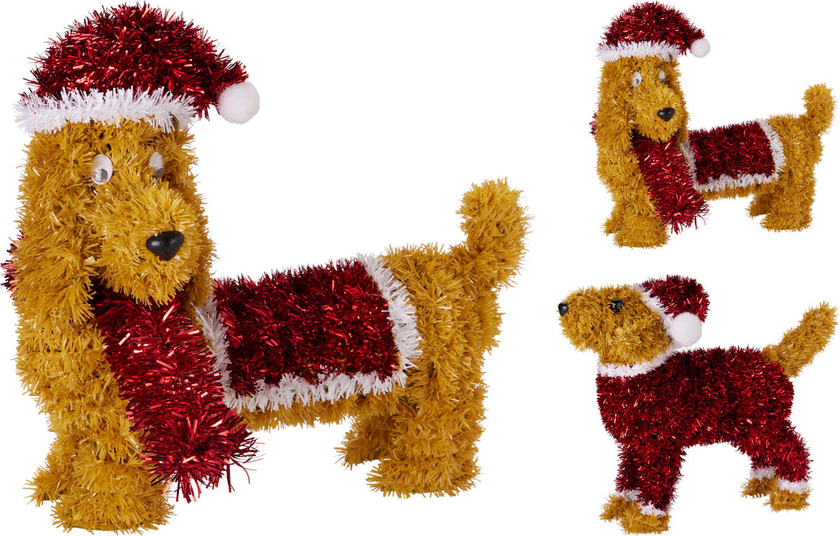 tinsel hondje 22cm 2ass