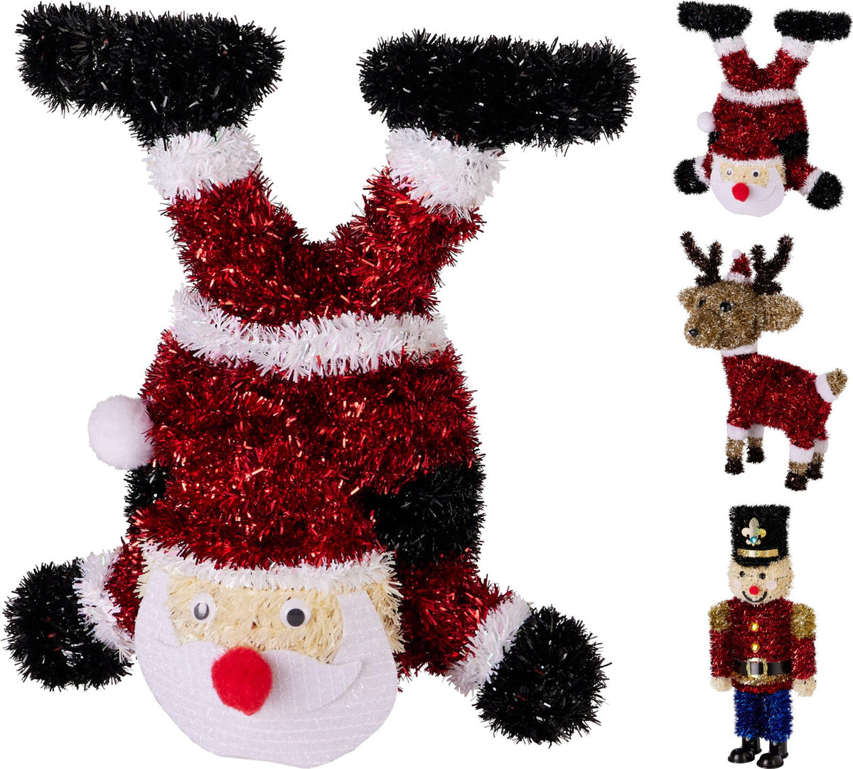 tinsel kerstfiguurtje 28cm 3ass