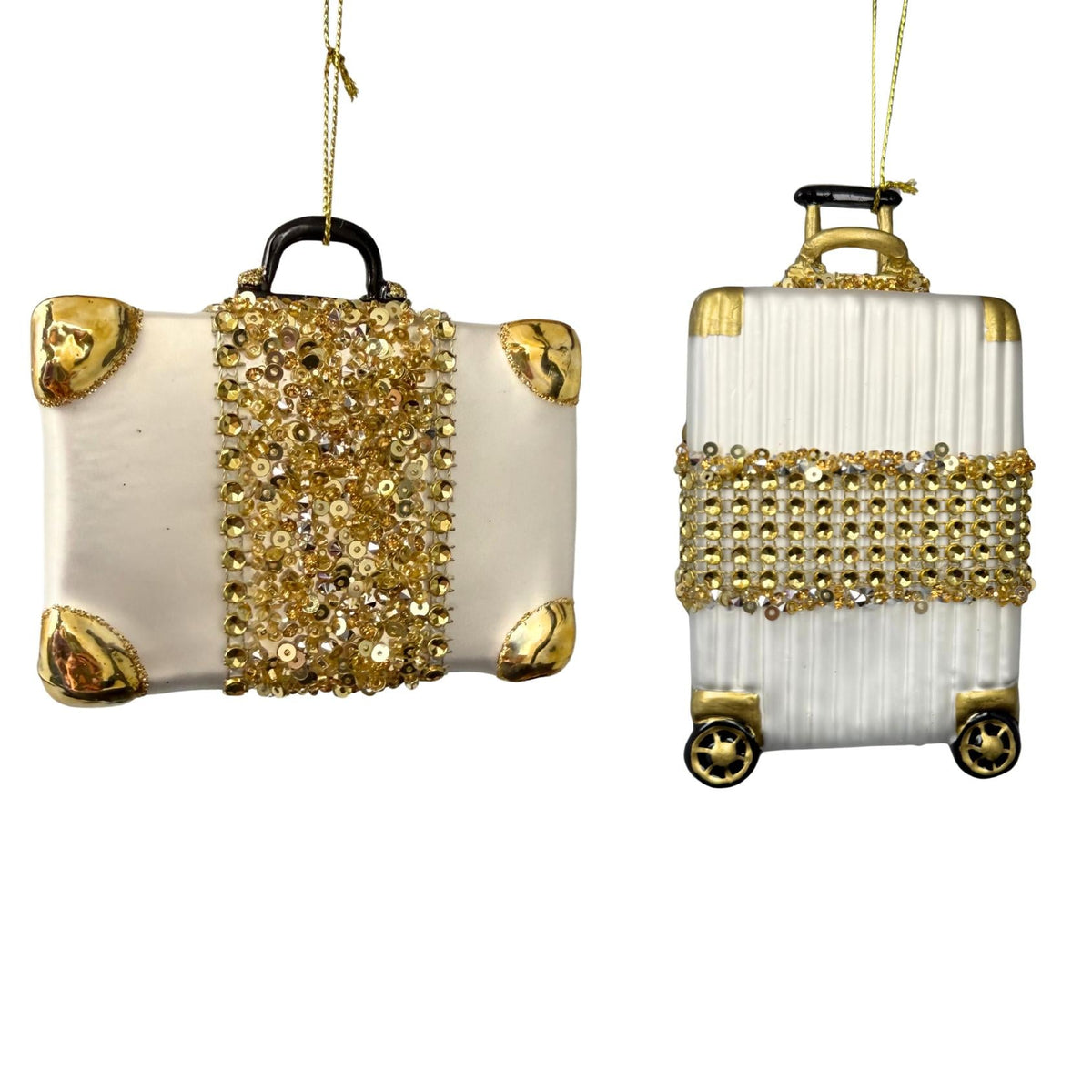 glass suitcase orn, 2/asstd.